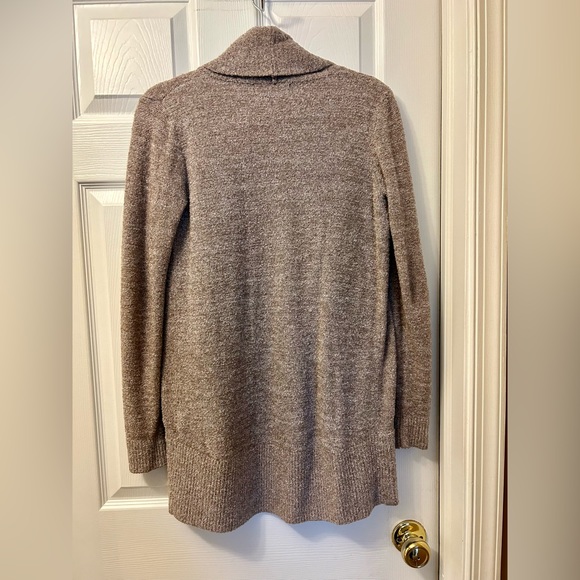 Barefoot Dreams CozyChic Lite Circle Cardigan in Heather Cocoa/Pearl (Rare) - Picture 12 of 12